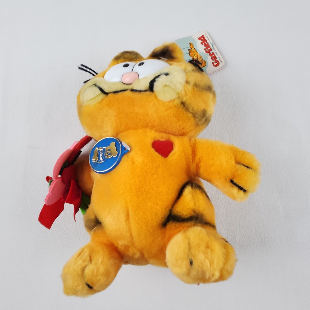 Vintage 1981 Dakin Garfield Plush Valentine Heart Bouquet Anniversary - Picture 3 of 10
